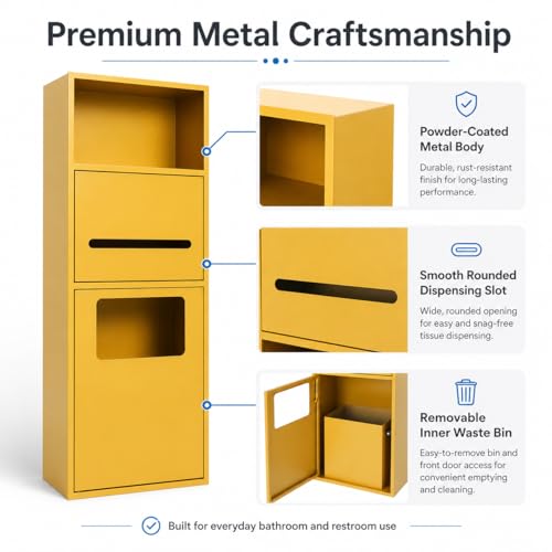 Recessed Toilet Paper Holder, Stainless Steel Shower Nich, Waterproof Bathroom Niche, Built-in Hidden Trash Can Tilt Out Trash Bin Cabinet for Kitchen Living Room Bedroom Hotel Residential (Gold) - color: Gold