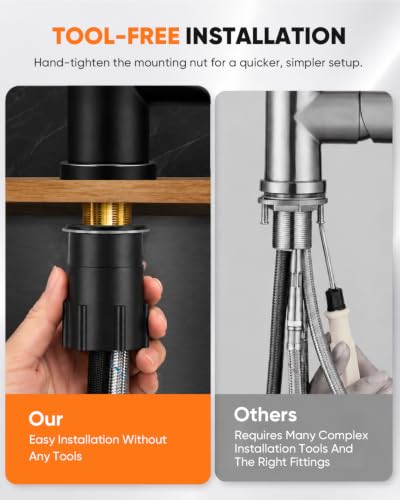 Kitchen Faucet with Pull Down Sprayer Matte Black | 1 Handle Spring Sink Faucets, Lead-Free NSF Certified Stainless Steel,1 or 3-Hole Deck Plate,Farmhouse, RV, Bar, Laundry Room - color: B - Black