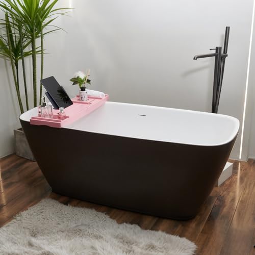 Pink Bamboo Bathtub Caddy with Bath Sponge, Bath Tray for Bathtub, Expandable Size, Fits Most Bath Tubs
