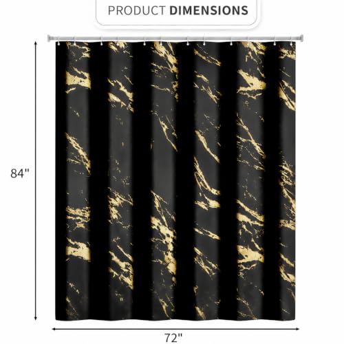 Black and Gold Shower Curtain 72 x 84 Inch, Extra Long Black Marble Shower Curtain, Modern Fabric Shower Curtains for Bathroom, Water Resistant Bath Curtain Set with Hooks, Black Gold Texture - color: Black, size: 72"W x 84"L (Pack of 1)