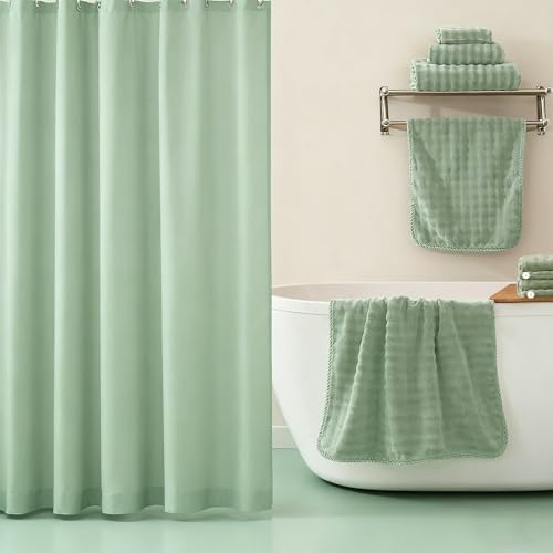 COZYART Lint Free 8 Pcs Bathroom Towel Set Ultra Soft Microfiber Sage Green | Ultra Soft, Fluffy, Thick, Highly Absorbent, Quick Dry, No Shedding, No Pilling, Fade Resistant, Durable, Long-lasting - color: Sage Green