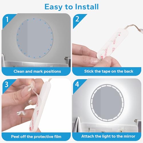 Bairth LED Vanity Lights for Mirror, 16ft Makeup Strip Light 3/4 / 6000K | 10 Level Brightness Adjustable, USB Cable, Hollywood Mirror Light Stick-On for Makeup Dressing Room Bathroom Bedroom - size: 20 Lights (White)
