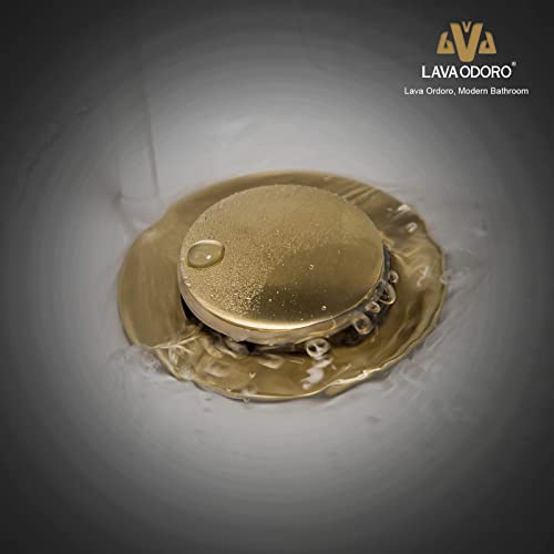 Brushed Gold Bathroom Faucet Single Hole,Modern Bathroom Sink Faucet Single Handle Vanity Faucet with Pop up Drain Assembly, Deck Plate Included, 1.2 GPM, BF307-SG - color: Brushed Gold