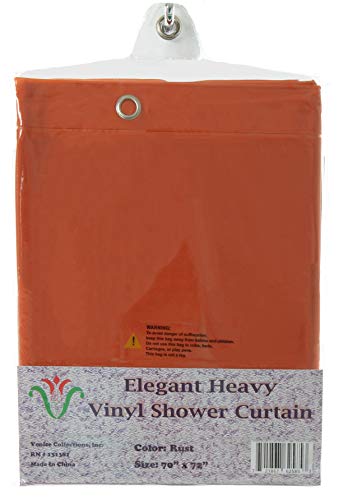 Venice Elegant Home Heavy Duty Vinyl Shower Curtain Liner with 12 Metal Grommets Rust - color: Rust