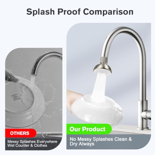 Kitchen Faucet Sprayer Attachment, Anti-Splash 3-Mode Swivel Faucet Extender with Wide Spray Area, 360° Rotating Faucet Aerator, Faucet Head Replacement for Kitchen (Brushed Nickel) - color: Brushed Nickel