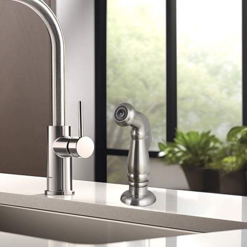 Universal Kitchen Side Sprayer Head Sink Faucet Attachment, Brushed Nickel | NSF/ANSI/CAN 372 Certified, Compatible with Delta, Moen, Kohler and Other OEM Brands Pull Out Spray Head, Nozzle Head Only - color: Brushed Nickel, style: Nozzle Head Only