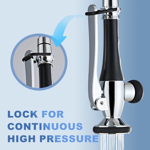 Kitchen Faucet Replacement Head, Spray Head with Stream & Spray Functions, High-Pressure Anti-Clog Nozzle, Easy Install, Chrome Finish, Fits Most Kitchen Faucets - color: Commercial Style Spray Head - Chrome