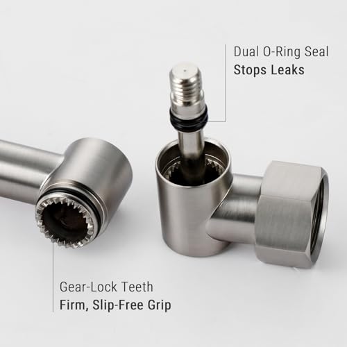 G-Promise All Metal Shower Head Extension Arm (Brushed Nickel, 9.5 INCH) | Rise or Lower Shower Head, Height & Angle Adjustable Extender, Anti-Leak, Firmly Secure Shower Head, Easy to Install - color: Brushed Nickel