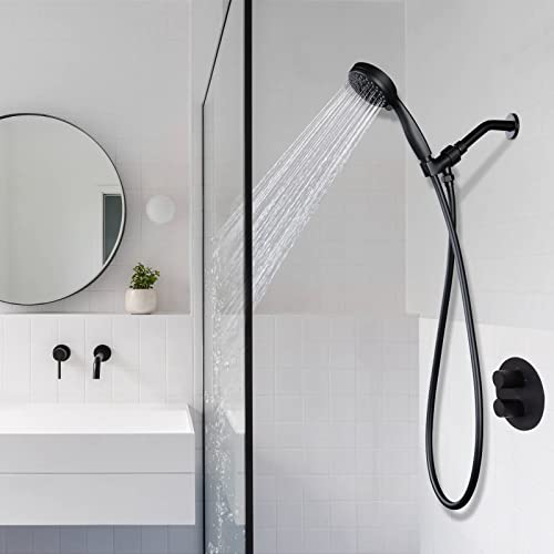 Aleasha Shower Hose, Premium PVC Shower Head Hose Extension for Bathing Toilet Cleaning Dogs Bathing 63 Inches Matte Black Bathroom Handheld Shower Hose - color: Black, size: 63inch