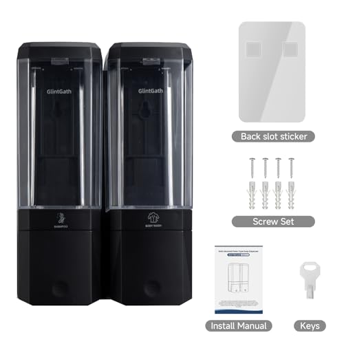 Shampoo and Conditioner Dispenser,GlintGath Shower Dispenser 2 Chamber No Drill Shampoo Dispenser for Shower Wall Mounted Shower Soap Dispenser for Bathroom Hotel,Large Capacity 2 * 500ML,Black - color: Black 2 Chamber