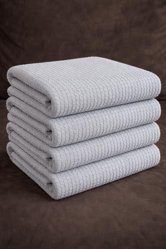 Waffle Weave Bath Towel, Sand Color, 36x72 Inch, One Side Zero Twist Cotton Best for Beaches Hotels and spa. 4 Pices