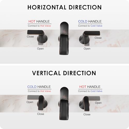 Oil Rubbed Bronze Bathroom Sink Faucet Widespread, 8 Inch Waterfall Faucet Bathroom 3 Hole with Pop-up Drain and cUPC Supply Lines, 2 Handles for Vanity, Restroom, Farmhouse, Brass Material - color: Oil Rubbed Bronze - Farmhouse