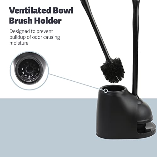 Casabella Bowl Brush & Plunger Combo - Heavy-Duty Toilet Plunger and Cleaning Brush, Ergonomic Handles, Durable Bowl Brush, Tackles Tough Clogs, Discreet Storage - size: (Pack of 1)