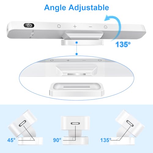 Ferswe 3W Rechargeable Light Bar, Touch Adjustable 3 Colors, 120 LED Mirror Lights, Magnetic for Cabinets, Makeup Battery, Stick On for Closet, Kitchen, Bedroom, Bathroom, Wall