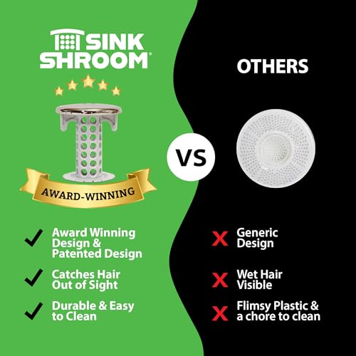SinkShroom Revolutionary Bathroom Sink Drain Protector Hair Catcher, Strainer, Snare, Nickel Edition - color: Sinkshroom Nickel Edition