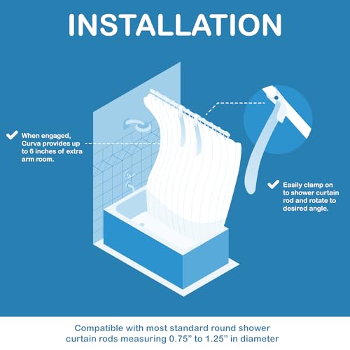Curva Shower Expansion System - Maximize Your Bathroom Shower Area Quickly, Easily and Comfortably (2 Pack)