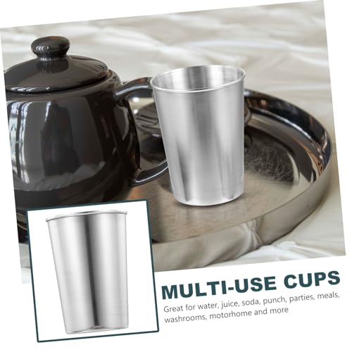Stainless Steel Tumbler Cup Silver Bathroom Beverage Cup for Rinsing Multi Use for Water Juice More Easy to Clean Design - size: 8.50X6.00X6.00CM