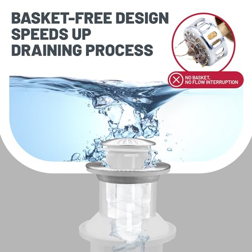 Pop Up Drain Stopper with Overflow, Stainless Steel - Rust Proof, Detachable Cap, Durable, Anti-Clogging Drain, Easy to Install, Pop-Up Drain Stopper for Bathroom and Kitchen Sink, Made in Korea