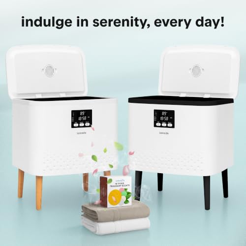 SereneLife Rectangular Towel Warmer Bucket, 20L Large Capacity Hot Towel Warmer for Bathroom with WiFi Function, Mobile App Control, Auto Shut-Off, Stainless Steel Tub, Fits 2 Towels or Blanket, White