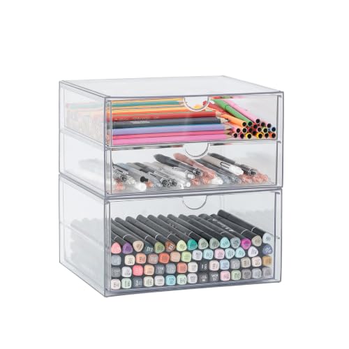 Clear Desk Drawer Organizer, 2 Pack, 3 Drawers - size: 3 Drawers