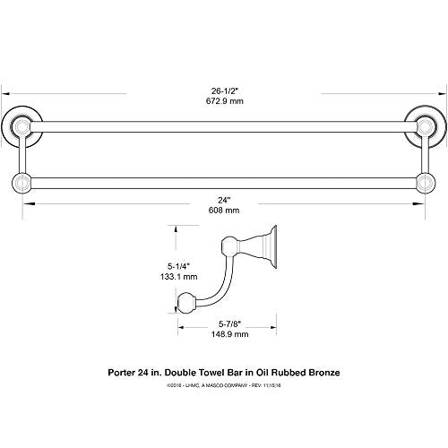 Delta Porter 24 in Wall Mount Double Towel Bar Bath Hardware Accessory in Oil Rubbed Bronze 78425-ORB