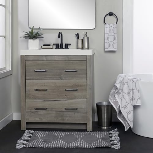 SKL Home Cat Jacquard 100% Cotton Reversible 2pc Hand Towel Set, White/Gray - size: 16 inches x 26 inches