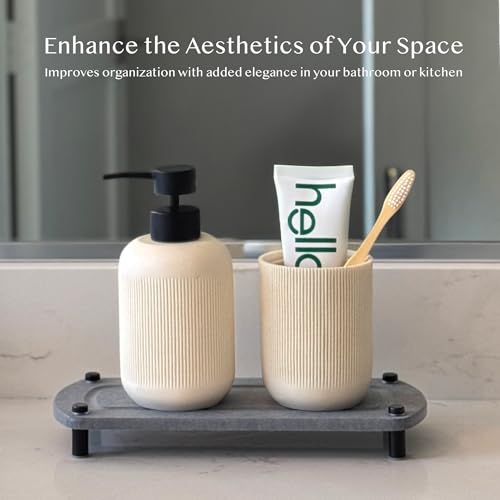 2PCS Absorbing Stone Soap Tray, Quick Dry Diatomaceous Earth Drying Rack | Self-draining, mold-resistant water absorbing soap holder; shower caddy, soap dispenser & sponge organizer, kitchen bathroom. - color: Glacier Gray