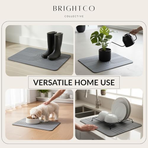 Quick Dry Stone Bath Mat – Diatomaceous Earth Foot Pad, Super Absorbent Hard Shower Rug – Modern Anti-Slip Design for Bathroom Floor, 23.6x15.3in, Deep Charcoal – The Nexus - color: The Nexus (Deep Charcoal)