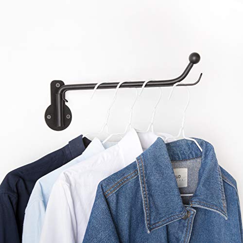 Mkono Wall Mounted Drying Rack Laundry Hook with Swing Arm Valet Rod 2 Pack | Black, Laundry Room Organization, Space Saving, Foldable, Easy Install, Wall Clothes Hanger, Closet Bathroom Bedroom Organize - color: Black