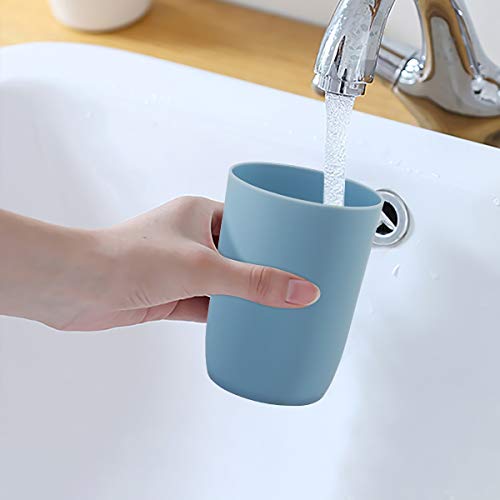Toothbrush Holder with Cups, 4pcs Unbreakable Bathroom Tumblers 9.5oz/280ml, Dishwasher Safe Plastic Toothbrush & Makeup Brush Organizer, Reusable Drinking Glasses for Bathroom Counter(Multi-Colour) - color: Multi-Colour
