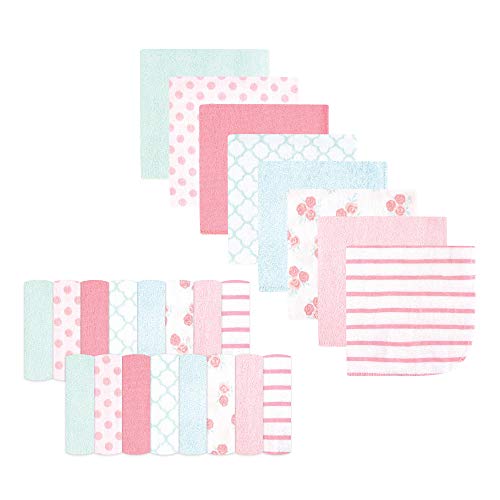 Hudson Baby Unisex Baby Rayon from Bamboo Washcloth Bundle, Soft Pink Roses, One Size - color: Soft Pink Roses