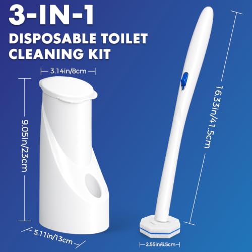 COBETE Disposable Toilet Brush Wand 2 Kit with 60 Refills, Efficient Deep Scrubbing Toilet Bowl Cleaner Wand for Bathroom Toilet Cleaning