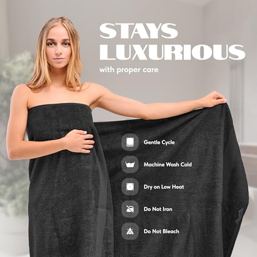 White Classic Luxury Soft Black Bath Sheet Towels - 650 GSM Cotton Luxury Bath Towels Extra Large 35x70 | Highly Absorbent and Quick Dry | Hotel Collection Extra Large Bath Towels Oversized, 2 Pack - color: 04: Black