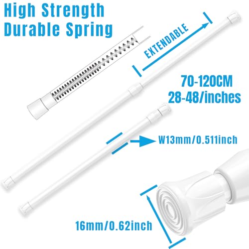 Spring Tension Curtain Rods Short Tension Rod (White,27" to 37"-4Pcs) - color: White, size: 27" to 37"-4Pcs