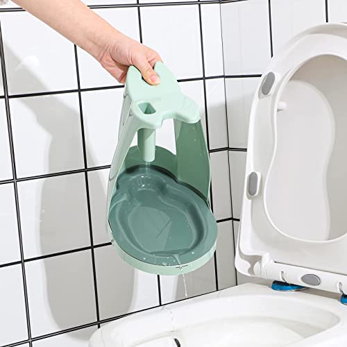 Cq acrylic Toilet Brush and Plunger Set,Green 3 in 1 Bathroom Scrubber Plunger and Angled Toilet Bowl Brush & Scrubber Combo with Holder and Rim Cleaner for Camper,Rv,Apartment,New Home,Set of 1