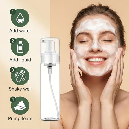 Foam Pump Bottle 3.5oz/ 100ml, 2Pcs Foaming Soap Dispenser for Travel Clear Refillable Foaming Spray Bottle for Bathroom, Hand Soap, Shampoo, Face Wash, Leak-Proof Foam Dispenser - color: 3.4oz-clear-2 Pack