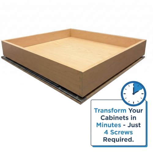 SlidingSusan HardRock MDF Pull-Out Cabinet Drawer Organizer 20"W x 18"D | Heavy Duty (100Lbs) Wooden Pullout Inserts, Soft Close Sliding Shelf for Kitchen Cabinets, Pantry, Storages - Fully Assembled - size: 20x18x3'
