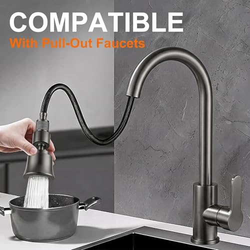 Metal Swivel Sink Faucet Aerator Extender for Kitchen Bathroom | 360° Swivel Faucet Nozzle with 55/64'' Female Thread, Dual Modes Sink Sprayer Attachment, Anti-clogging Design, Gun Gray - color: Gun Gray