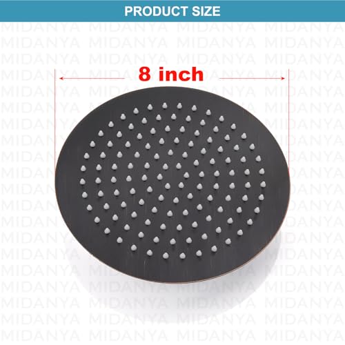 Midanya Round Rain Shower Head,High Pressure,Oil Rubbed Bronze 8 Inch | 360°Swivel,Ceiling or Wall Mount,Waterfall Full Body Coverage,Bathroom Remodel,Stainless Steel Large Rainfall Shower Head - color: Bronze, size: 8 Inch