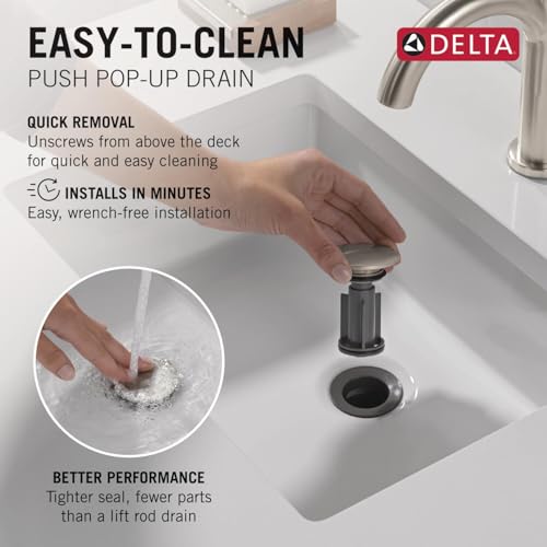 Delta Faucet Nicoli Centerset Bathroom Faucet, Brushed Nickel 2-Handle Bathroom Faucet, Delta Bathroom Sink Faucet, Brushed Nickel 3-Hole Bathroom Faucet, Stainless 25849LF-SS - color: Stainless