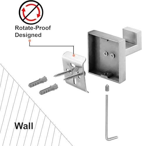 Nolimas Towel Hook Stainless Steel Bathroom Rustproof Clothes Towel Coat Hook Wall Mounted Square Toilet Kitchen, Heavy Duty Door Hanger, 1 Pack, Brushed Nickel - color: Brushed Nickel, size: 1 Pack