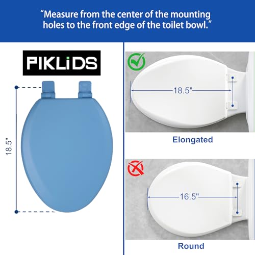 Toilet Seat, Slow Close, Soft Touch, Ultra-Smooth Matte Finish (No Orange-Peel Texture), Premium Moulded Wood, Quick Release, PIKLiDS (Royal Blue, Elongated) - color: Royal Blue, size: Elongated
