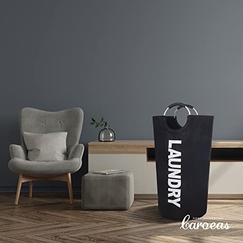 Caroeas 125L Laundry Basket,Large Laundry Hamper, Laundry Bag with Padded Handles, Clothes Hamper Stands Up Well, Collapsible Free Standing Easy Storage Washing Bin (Black,125L) - color: Black, size: 125L