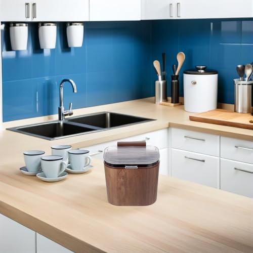 Large Capacity Wall-Mounted Trash Can with Lid, Stick on Plastic Kitchen Wastebasket for Cabinet Door, Space-Saving Bin for Bathroom and Utility Room