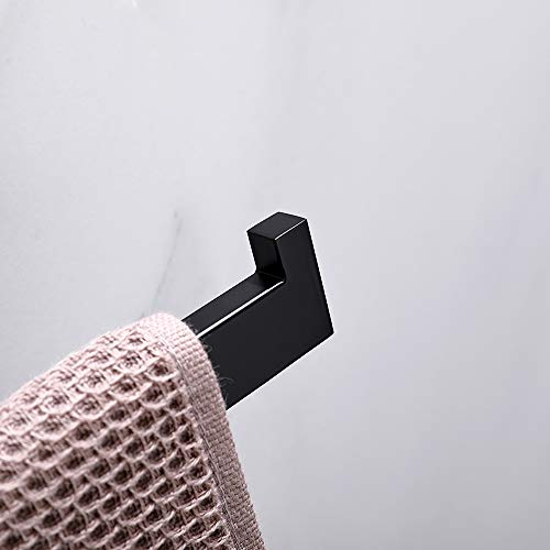 TASTOS Hand Towel Holder Wall Mounted, Square Towel Ring, Matte Black | Stainless Steel Hand Towel Bar for Bathroom and Kitchen, Heavy Duty, Modern design hand Towel Rack, Screw-In, Square Base - color: Matte Black