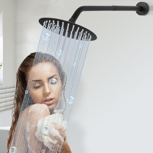 Shower Head Extension Arm, Shower Extender Water Outlet- Lowers Existing, Shower Pipe Extension for Bathroom, Made of Solid Metal Stainless Steel(8 Inch, Matte Black) - color: Matte Black, style: 8 Inch