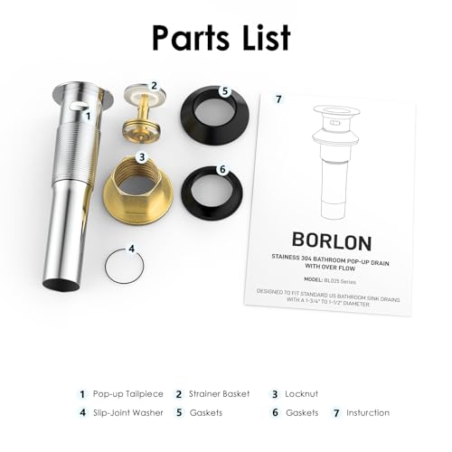 Bathroom Sink Drain with Overflow, All Metal Pop Up Bathroom Sink Drain Stopper with Removable Hair Catcher, Chrome 304 Stainless Steel Sink Drain Strainer, Fits 1-1/2" to 1-3/4" Vanity Sinks - color: Chrome, style: Small Popup Cap