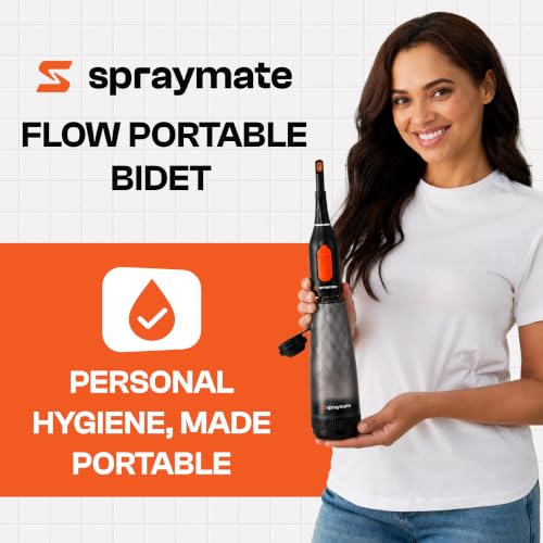 Portable Bidet for Travel & Camping – Electric Gentle Pressure Rechargeable Bidet for Women & Men | 360ML Bottle | 460ML/Min Flow | USB-C | 450mAh Battery | USA Brand – Spray Mate Flow