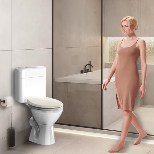 Round Toilet Seat Almond 16.5 Inch, Soft Close Toilet Seat, Quiet No Slam Toilet Lid, Easy Install & Quick Release, Durable PP Plastic, Easy Clean, Fits Most Standard Round Toilets, Almond - color: Almond, size: without toddler seat 1 Pack