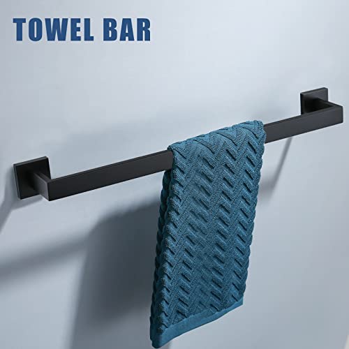 Bathroom Towel Bar Holder Sets Matte Black 4-Piece Bathroom Hardware Set Stainless Steel Bath Accessories Kit. Wall Mounted,23.6 Inch - color: Matte Black, size: 4-Pieces Set-B